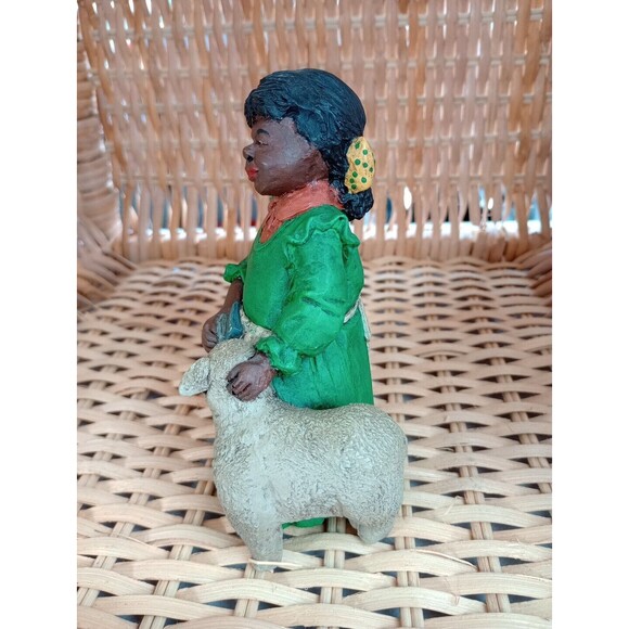 African American Figurine JP Resin Hand Painted Young Girl Lamb Pleasants - Picture 5 of 13